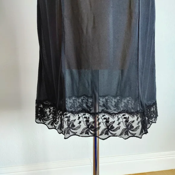 COPY - NWT Vintage Silk Slip Dress | Knit Silk Lingerie Nightgown- Black | Lace… - Picture 3 of 5